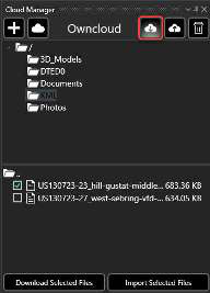 Cloud Manager download view with folders in the upper area and files in the lower area