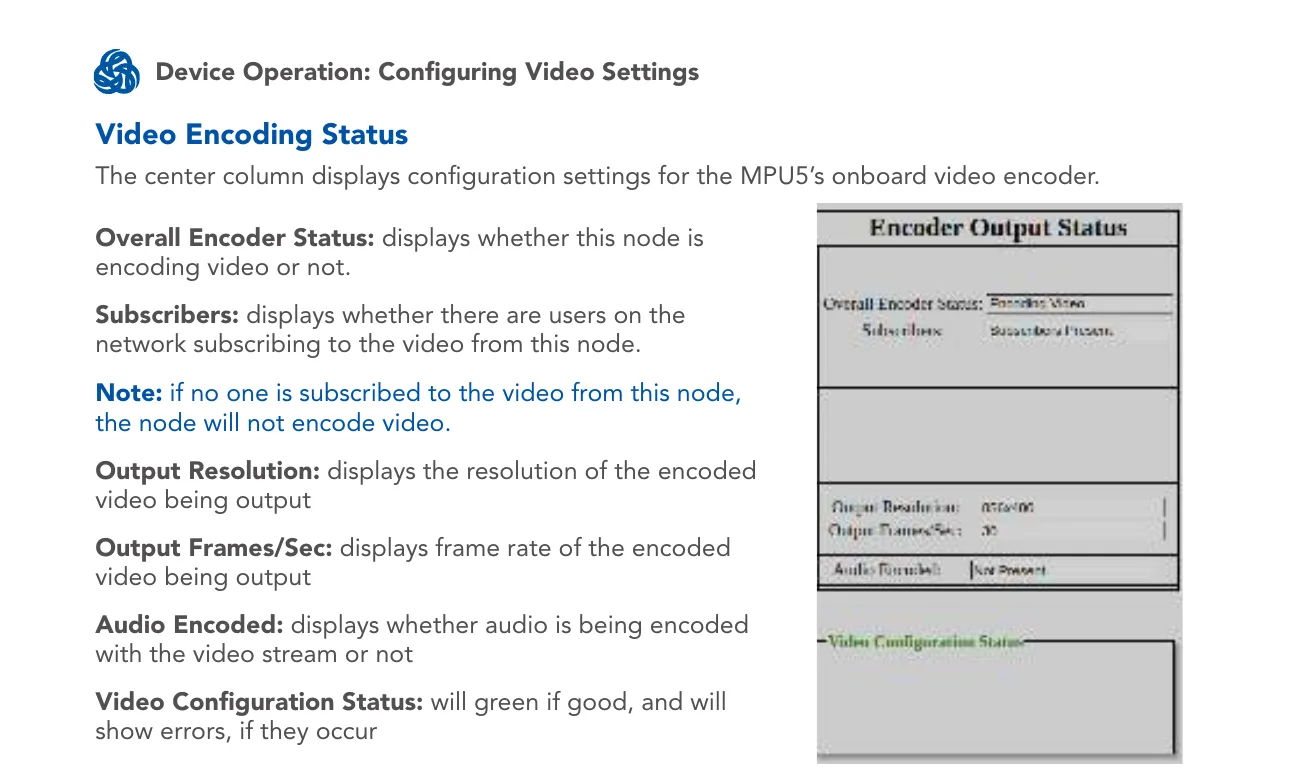 Video Encoding Status fields