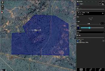 Completed polyshape on the map with the Shape Details panel open