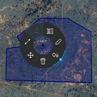 Polyline radial menu with Delete, Fine Adjust, R&B Line, Clamp, Geo Fence, Edit and Details
