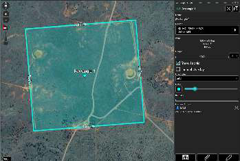 Completed rectangle on the map with the Rectangle Details panel open