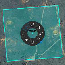 Rectangle radial menu with the rotation handle visible in edit mode