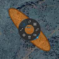 Ellipse radial menu shown on the map
