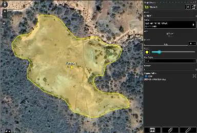 Completed freeform shape on the map with the Shape Details panel open