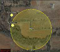 Geo Fenced circle displayed on the map with its monitored area