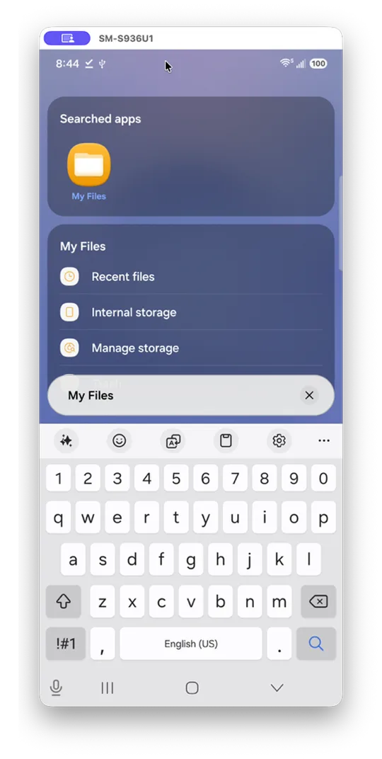 Searching for the My Files app to locate the downloaded APK
