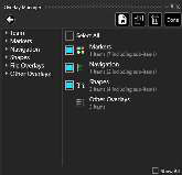 Overlay Manager showing only the categories included in the lasso, with Show All unchecked