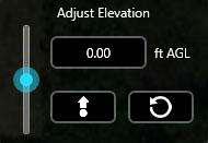 Adjust Elevation widget with the elevation field, Change Elevation and Revert to Original Altitude controls