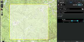 Selected download area on the map with the tileset download progress listed in the Maps & Favorites panel