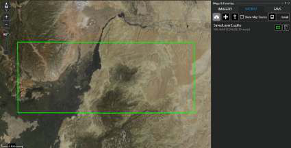 Downloaded imagery layer displayed on the map with its outline toggled on