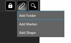 Edit drop-down for an existing KML offering Add Folder, Add Marker and Add Shape