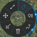 Vehicle Model radial with Fine Adjust, Polar Coordinate Entry, Opacity, Measure, Change Heading, Edit, Labels On/Off, Breadcrumbs, Details and Delete
