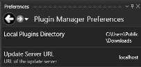 Plug-in Manager Preferences with Local Plugins Directory and Update Server URL
