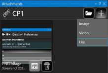 Attachments window for a checkpoint, used to attach images and other files