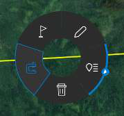 Route radial menu with Delete, Clamp to Ground, Navigate, Edit and Details