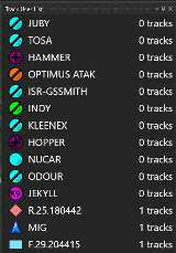 Track User List showing users and the number of tracks stored locally for each