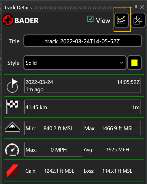 Track Details panel for modifying name, color and style, with the Elevation icon in the upper right