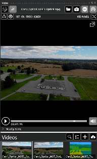 Video Player with a stream playing and the list of available videos beneath it